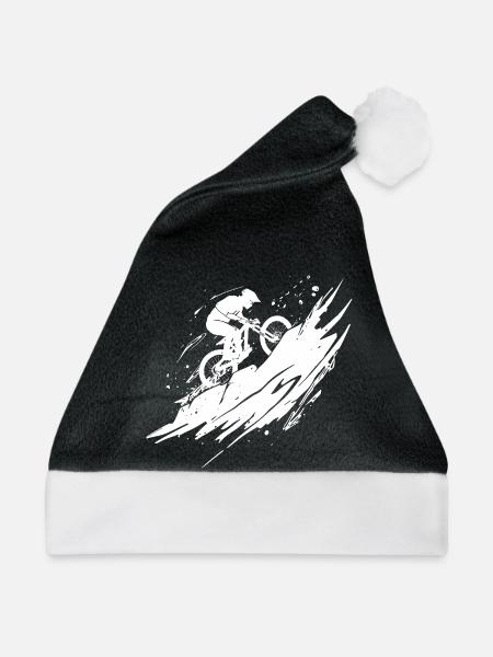 Energischer Mountainbike-Kunst-Radfahrer - Weihnachtsmütze - Schwarz/Weiß