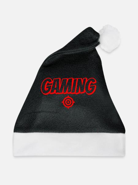 Gaming Schriftzug mit Strokesymbol - Weihnachtsmütze - Schwarz/Weiß