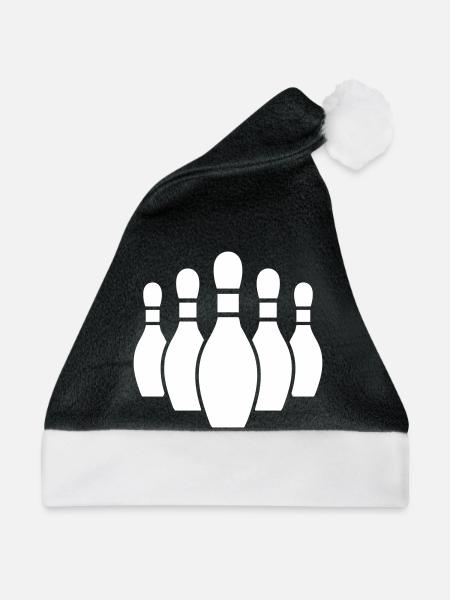 Bowling Pins Silhouette - Weihnachtsmütze - Schwarz/Weiß