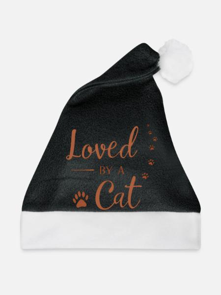 Von einer Katze geliebt - Weihnachtsmütze - Schwarz/Weiß