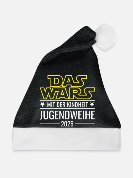 Jugendweihe 2026 Das wars mit der Kindheit - Weihnachtsmütze - Schwarz/Weiß - Vorne