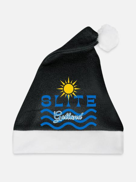 Slite Gotland-Sonne und Wellen - Weihnachtsmütze - Schwarz/Weiß