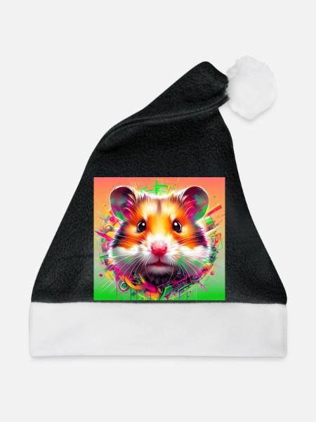 Hamster - Weihnachtsmütze - Schwarz/Weiß