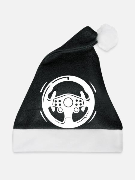 Lenkrad Auto Symbol - Weihnachtsmütze - Schwarz/Weiß - Vorne