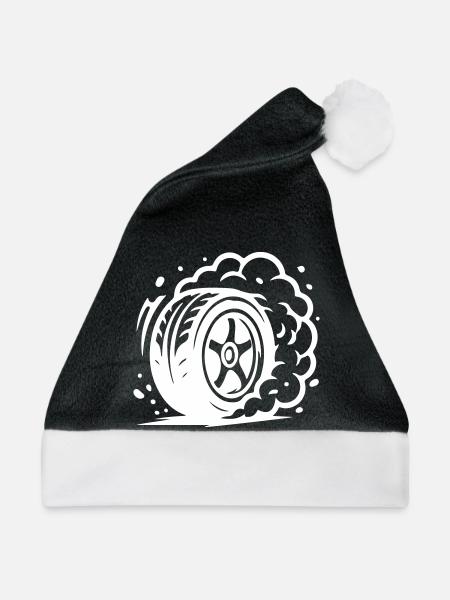 Autoreifen Driften Symbol - Weihnachtsmütze - Schwarz/Weiß - Vorne