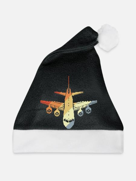 Flugzeug Pixel - Weihnachtsmütze - Schwarz/Weiß