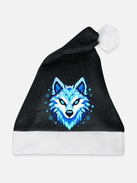 Arctic Wolf Pixel Blue - Weihnachtsmütze - Schwarz/Weiß