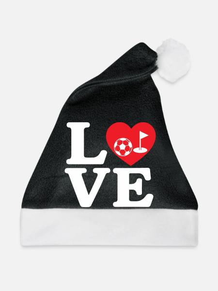 Fußballgolf Liebe Footgolf Herz - Weihnachtsmütze - Schwarz/Weiß