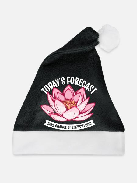 Energie fließt - Lotus öffnet sich - Weihnachtsmütze - Schwarz/Weiß - Vorne