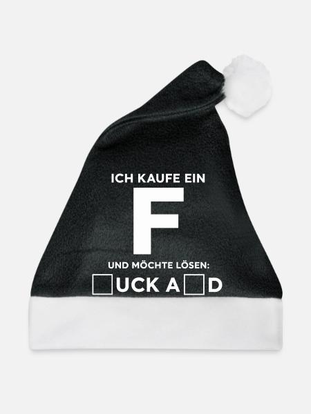 Ich kaufe ein F und möchte lösen Wortspiel - Weihnachtsmütze - Schwarz/Weiß - Vorne