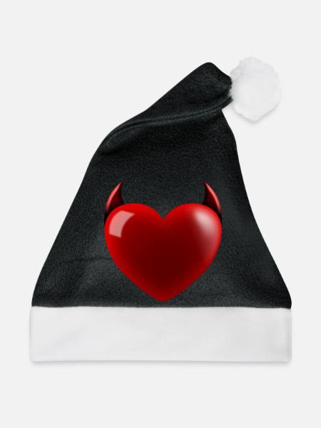 Herz Teufel - Weihnachtsmütze - Schwarz/Weiß