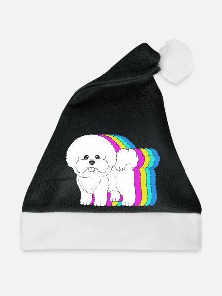 Bichon Frise - Weihnachtsmütze - Schwarz/Weiß - Vorne