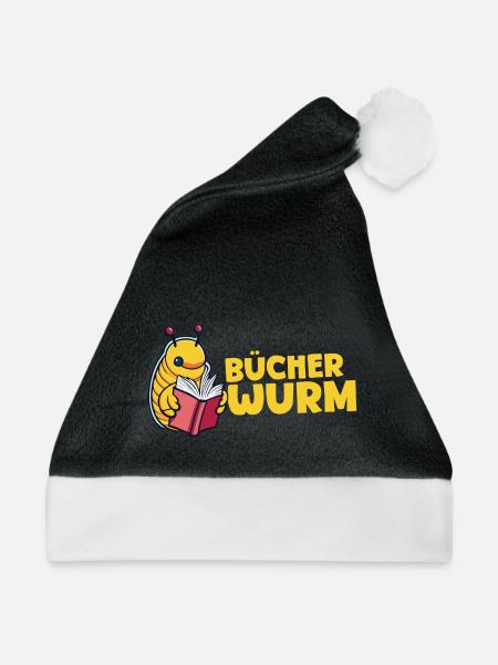 Bücherwurm - Weihnachtsmütze - Schwarz/Weiß