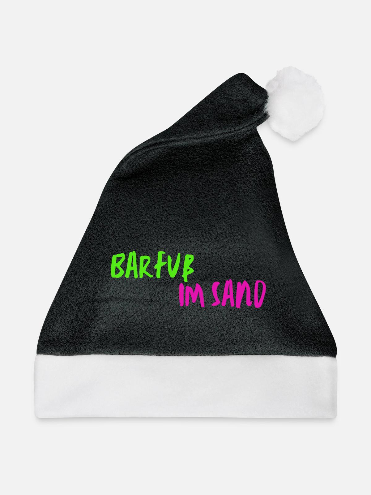 Barfuß im Sand - Weihnachtsmütze - Schwarz/Weiß - Vorne