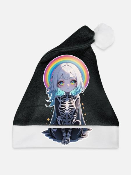 Halloween - Rock & Regenbogen - Weihnachtsmütze - Schwarz/Weiß