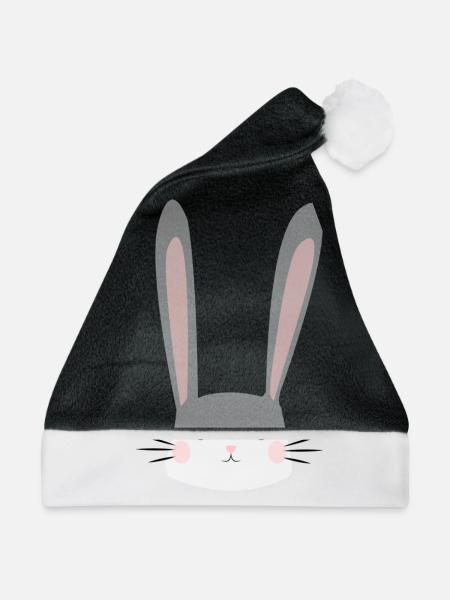 kleines Häschen - Weihnachtsmütze - Schwarz/Weiß - Vorne