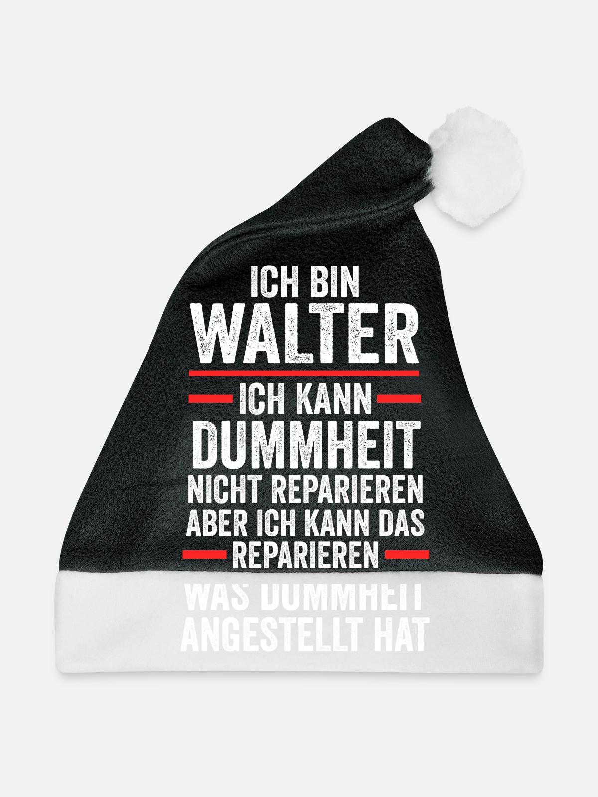 Walter - Weihnachtsmütze - Schwarz/Weiß - Vorne
