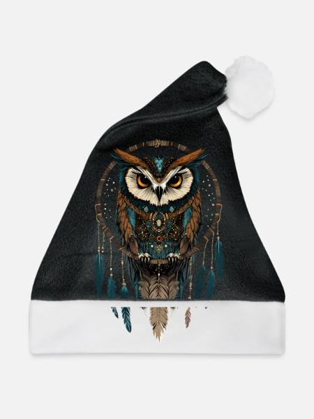 Eule Mystisch Fantasy - Weihnachtsmütze - Schwarz/Weiß
