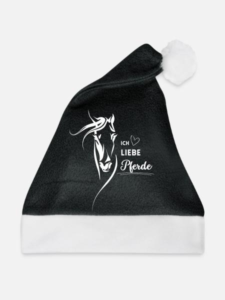 Ich liebe Pferde - Weihnachtsmütze - Schwarz/Weiß