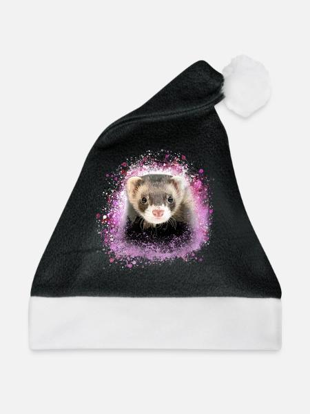 frettchen,rosa,graffiti,iltis - Weihnachtsmütze - Schwarz/Weiß