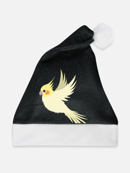 Fliegender Nymphensittich - Weihnachtsmütze - Schwarz/Weiß - Vorne