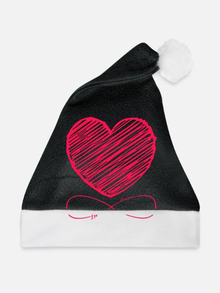 Heart Love Unendlich - Weihnachtsmütze - Schwarz/Weiß