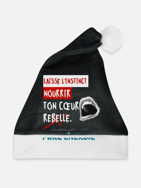 "Lass deinen Instinkt dein rebellisches Herz nähren. Rein - Weihnachtsmütze - Schwarz/Weiß - Vorne