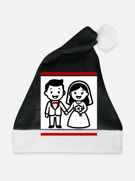Ehepaar Hochzeit - Weihnachtsmütze - Schwarz/Weiß
