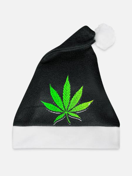 Cannabis weed Cannabisblatt stoned stoner kiffer - Weihnachtsmütze - Schwarz/Weiß - Vorne