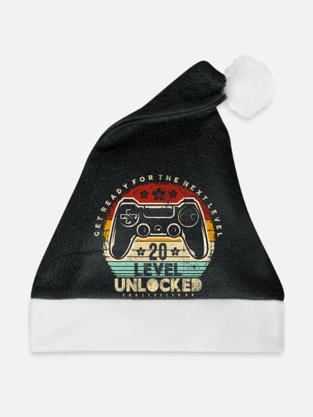 20 Entsperrter Retro-Controller - Weihnachtsmütze - Schwarz/Weiß