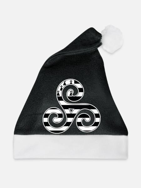 Bretagne Logo Gwenn ha du Triskèle Bretonisches Geschenk - Weihnachtsmütze - Schwarz/Weiß - Vorne