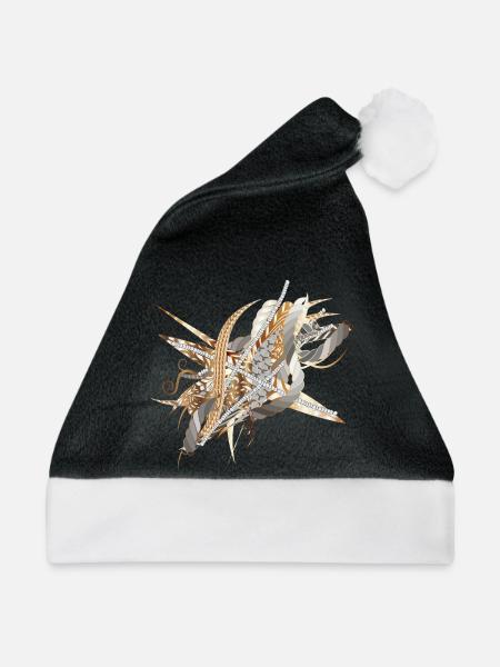 kunstvolles filigranes Motiv aus Bänder und Federn - Weihnachtsmütze - Schwarz/Weiß - Vorne