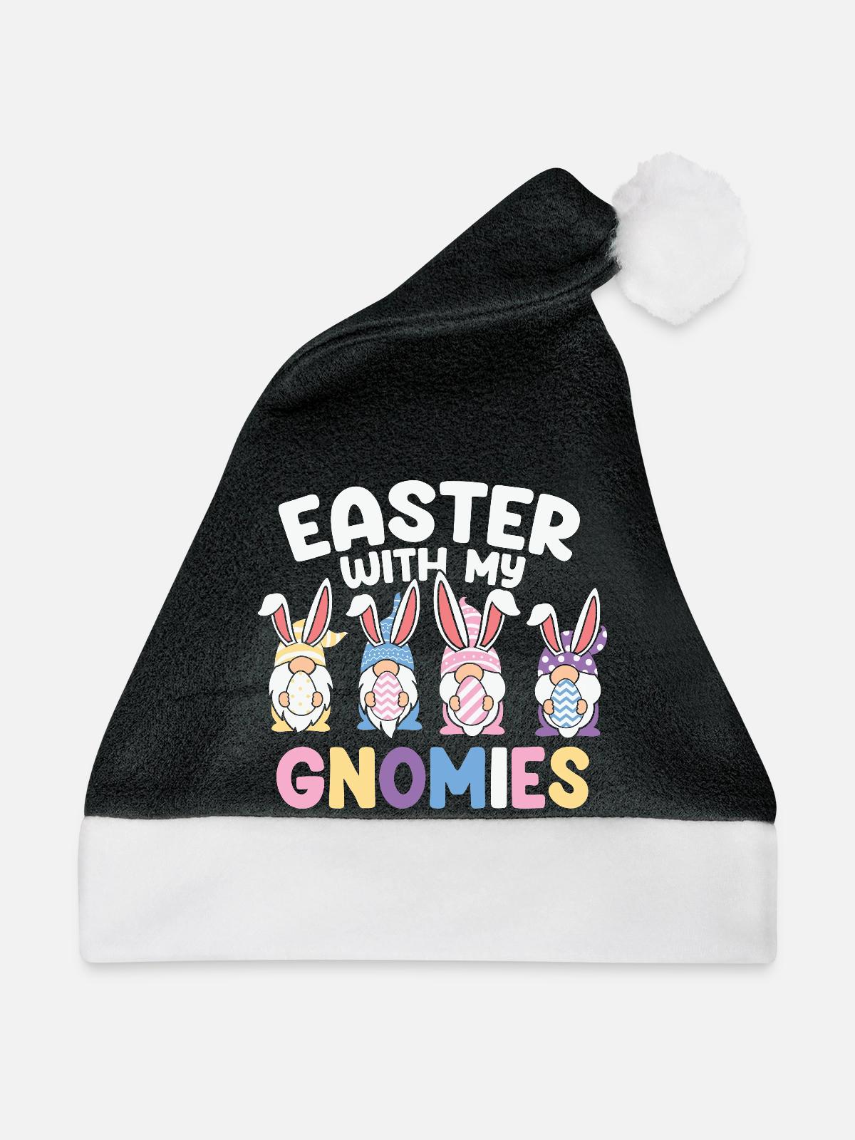 Ostern, Frohe Ostern, Schokoladenei - Weihnachtsmütze - Schwarz/Weiß - Vorne