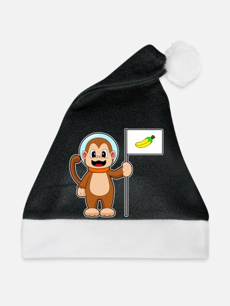Affe Astronaut Weltraum - Weihnachtsmütze - Schwarz/Weiß