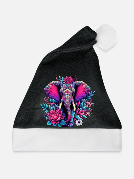 Elefant - Weihnachtsmütze - Schwarz/Weiß