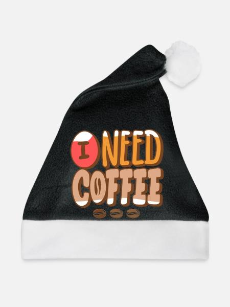 Kaffee, Kaffeeventilator, Kaffeebohne - Weihnachtsmütze - Schwarz/Weiß