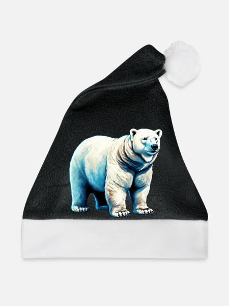 Weißer Eisbär - Weihnachtsmütze - Schwarz/Weiß