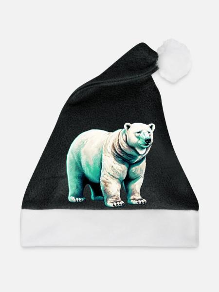 Weißer Eisbär - Weihnachtsmütze - Schwarz/Weiß