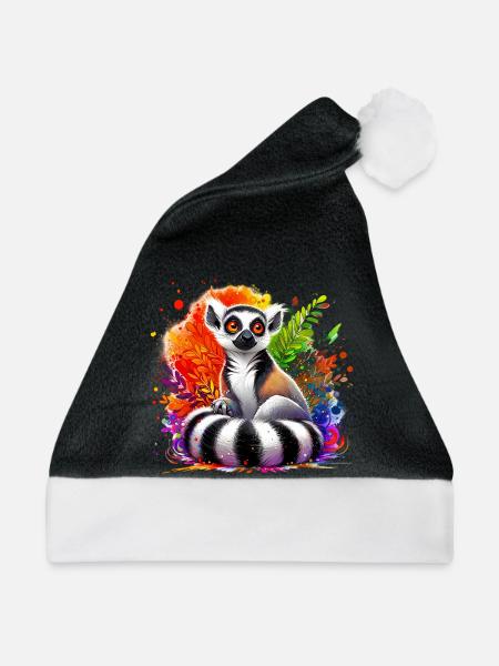 Lemur - Weihnachtsmütze - Schwarz/Weiß