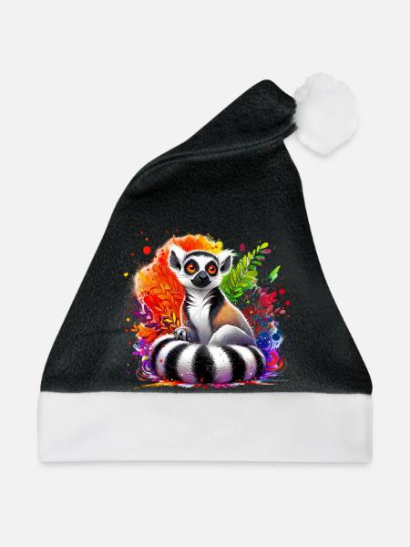 Lemur - Weihnachtsmütze - Schwarz/Weiß