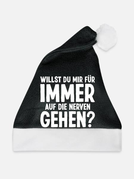 Heiratsantrag Willst du mich Heiraten Verloben - Weihnachtsmütze - Schwarz/Weiß - Vorne