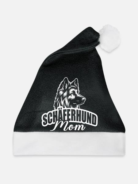 "Schäferhund Mom" mit Hundekopf - Weihnachtsmütze - Schwarz/Weiß