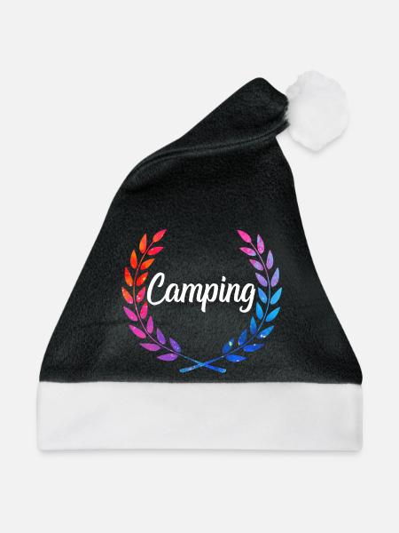 Camping Farblaurel Script - Weihnachtsmütze - Schwarz/Weiß - Vorne