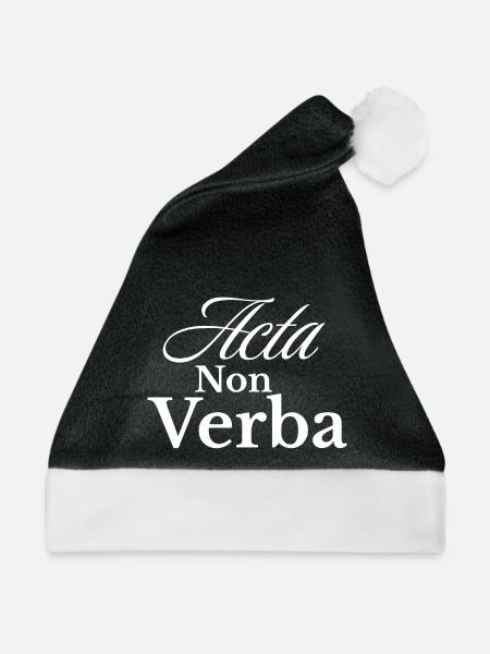 Acta Non Verba – Taten statt Worte - Weihnachtsmütze - Schwarz/Weiß - Vorne
