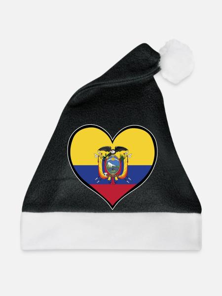 Ecuador Herzflagge - Weihnachtsmütze - Schwarz/Weiß