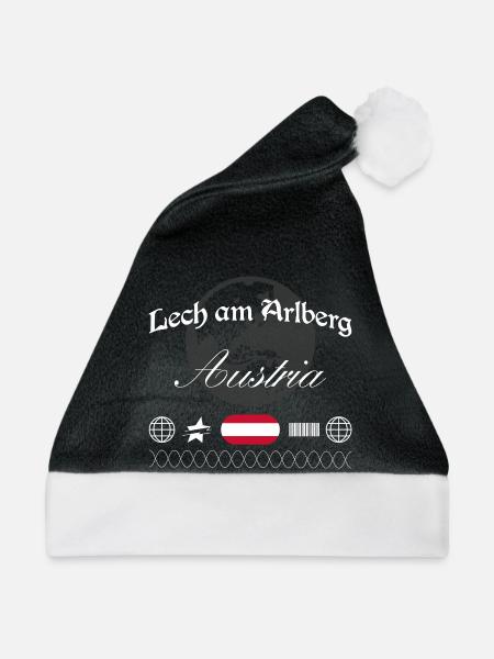 Lech am Arlberg Österreich Streetwear Souvenir - Weihnachtsmütze - Schwarz/Weiß - Vorne