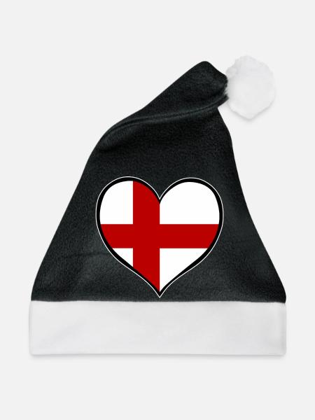 England Herzflagge - Weihnachtsmütze - Schwarz/Weiß