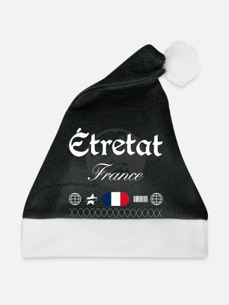 Étretat Frankreich Streetwear Reise Souvenir - Weihnachtsmütze - Schwarz/Weiß - Vorne