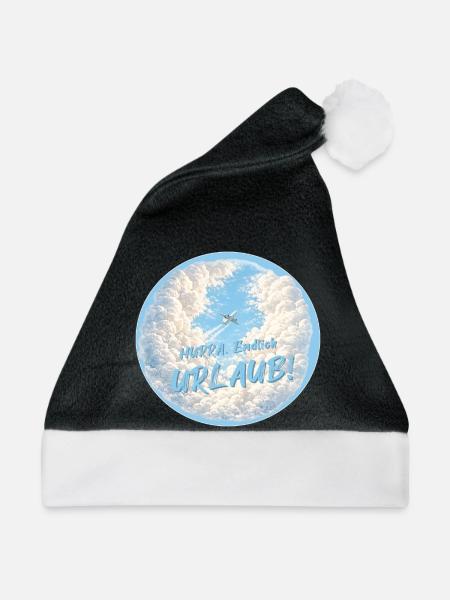 Hurra endlich Urlaub Urlaubszeit Urlaubstimmung - Weihnachtsmütze - Schwarz/Weiß