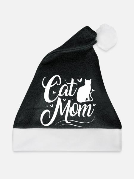 Tabby Katze - Weihnachtsmütze - Schwarz/Weiß - Vorne